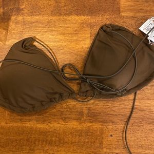 Princess Polly Women's Selbie Eco Nylon Bikini Top Brown in Brown Size 6  NWT